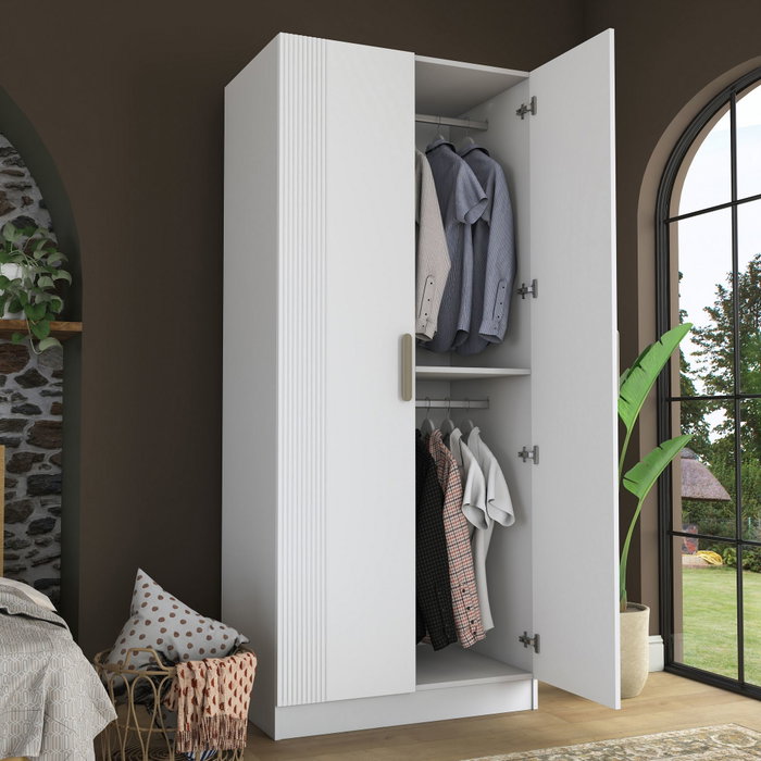 Hanah Home Armario Blanco con Estanterías Hanah Home Armario Blanco con Estanterías